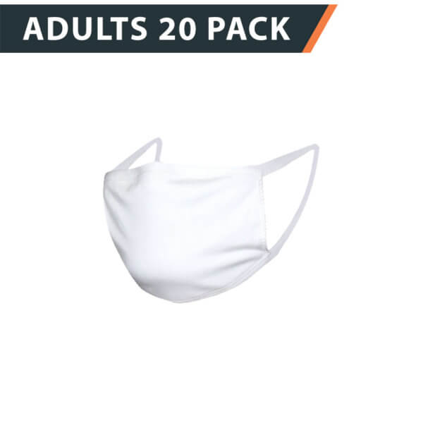 MINIMUM ORDER 5 PACKS It's time to stock up on face masks. Our masks are ideal for everyday use for indoor and outdoor wear. They are made of 3-layers of lightweight, soft fabric and provide comfort for all.  Material:  Outside: 93.5% cotton, spandex 6.5%;  Inside: 100% polyester breathable and comfortable to wear Imported  Made from  3-layers of protective fabric with a polyester inner layer One Size Fits  (6.6 x 5 in) Earloops that stretch to provide a secure fit around the face Soft, breathable, and comfortable to wear all day. Washable and Reusable. Available in Black and White
