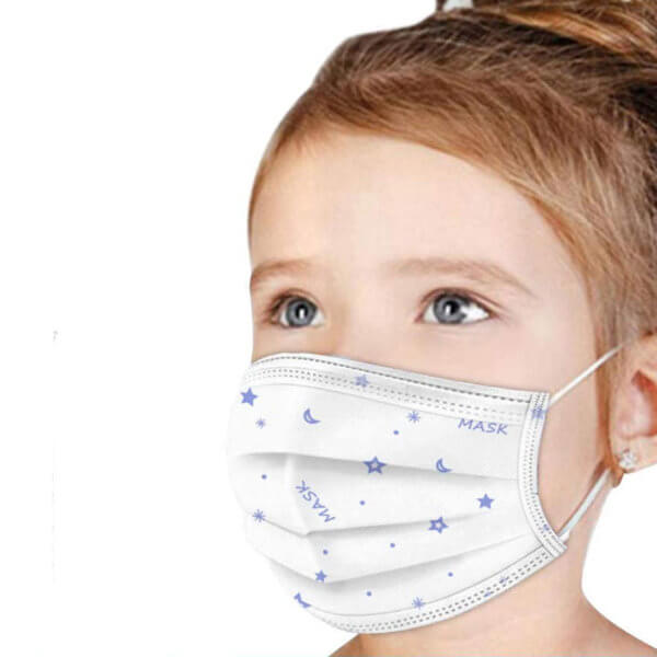 MINIMUM ORDER 5 PACKS Perfect for kids' daily, single-use wear.  These masks have 3 layers of protection and are breathable, soft, lightweight, and comfortable made specifically for kids.  Product Size One Size Fits All (6.9 x 3.7 in) - Recommended for Kids Ages 4-12. Made from 3-layers of non-woven fabric prevents dust and other pollutants. Soft Elastic ear loops to provide a better-fitting mask to cover the face effectively. Perfect for back to school or socially distanced play dates.  Available in Blue Stars and Pink Stars. Cute patterns and designs that are fashionable and make wearing our masks fun.