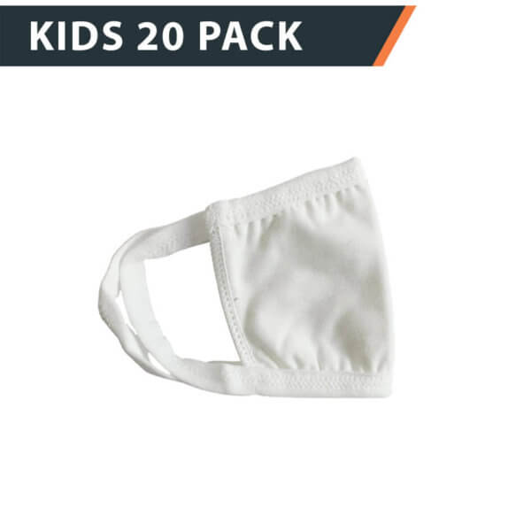 MINIMUM ORDER 5 PACKS It's time to stock up on face masks for your kids, with school's reopening, fall sports season around the corner, safe socially distanced playdates, and bike rides, our masks are made of soft fabric, 3 layers, and provide comfort for all.  Material:  Outside: 93.5% cotton, spandex 6.5%;  Inside:100% polyester breathable and comfortable to wear Imported  Made from 3-layers of protective fabric with a polyester inner layer One Size Fits All (5.7 x 3.9 in) - Recommended for Kids Age 4-12 Soft, breathable, and comfortable to wear all day. Washable and Reusable. Available in Black and White